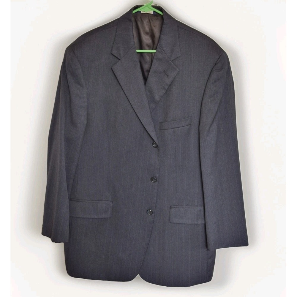 Brooks Brothers Mens Suit Blazer Charcoal Pinstripe Single-Breasted 46L 40 waist